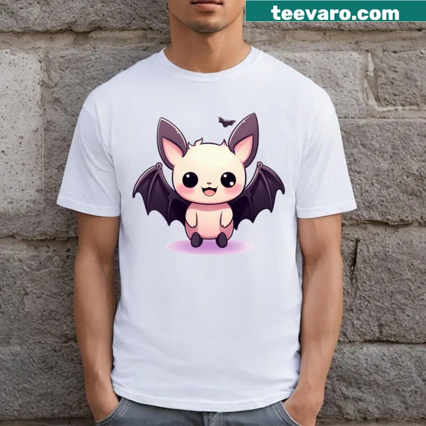 Cute bat graphic on a Halloween-themed t-shirt