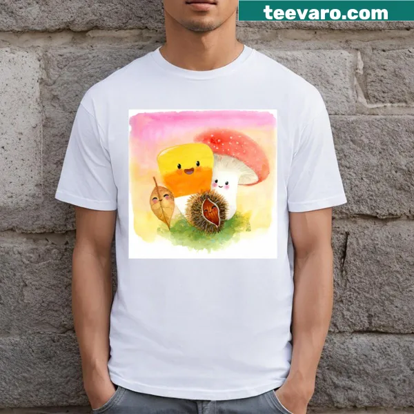 Cartoon Halloween character meeting graphic on a t-shirt