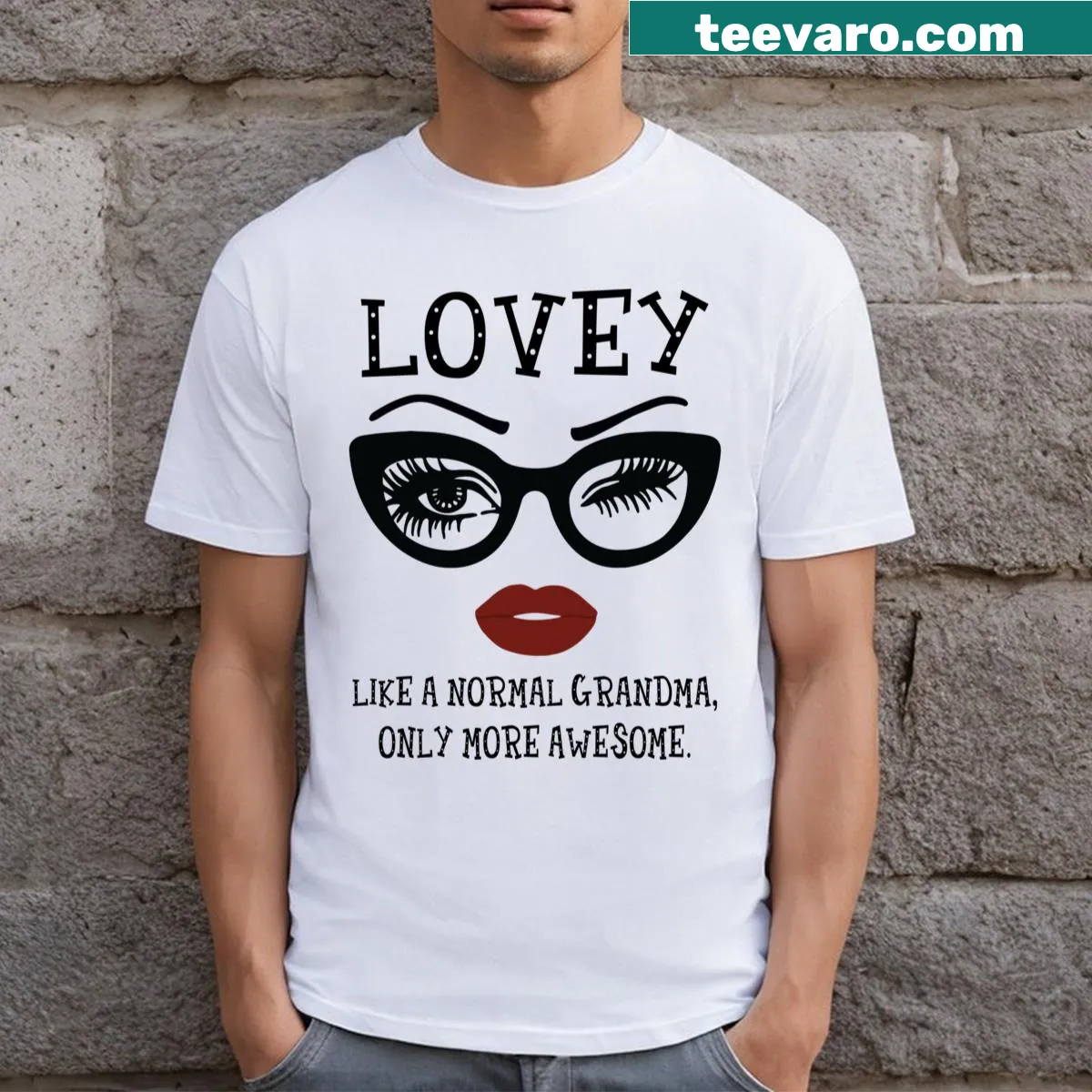 Cute grandma T-shirt with a humorous saying in bold typography — on a men's t-shirt