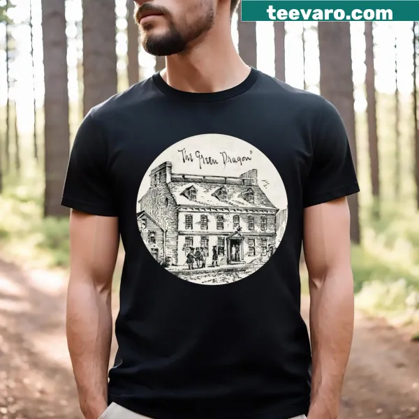 Vintage-style Green Dragon Tavern T-shirt with distressed design