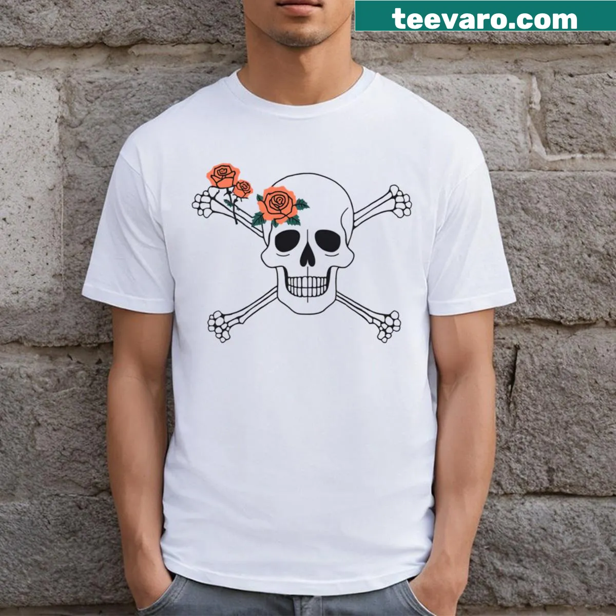 Collage of Halloween-themed graphics on a T-shirt — on a men's t-shirt