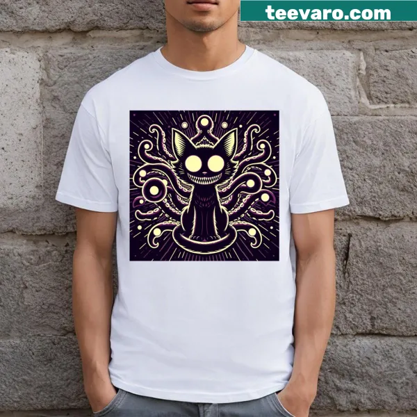 Cartoon octopus and smiling cat Halloween T-shirt