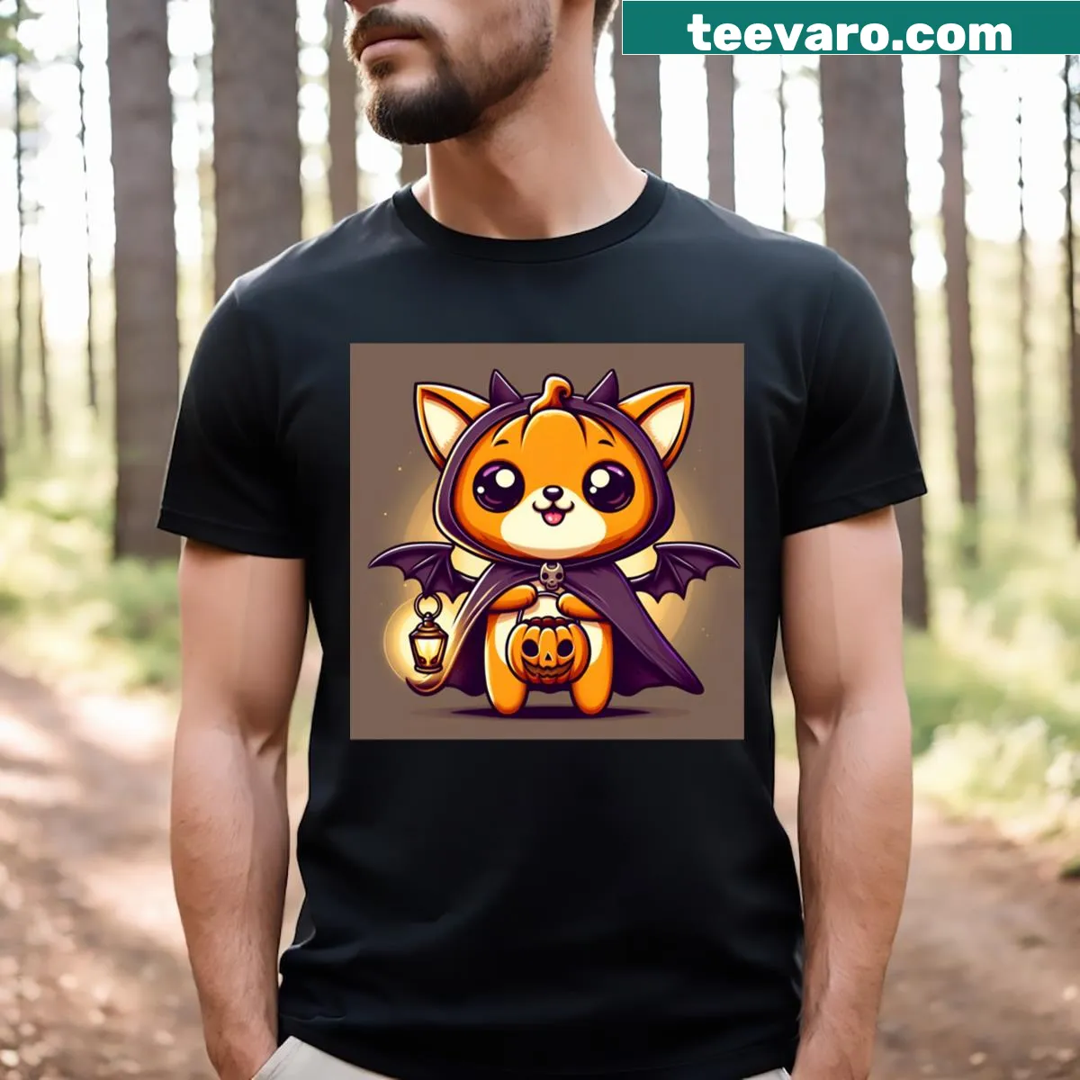 Pet-themed Halloween graphic on a T-shirt — on a men's t-shirt