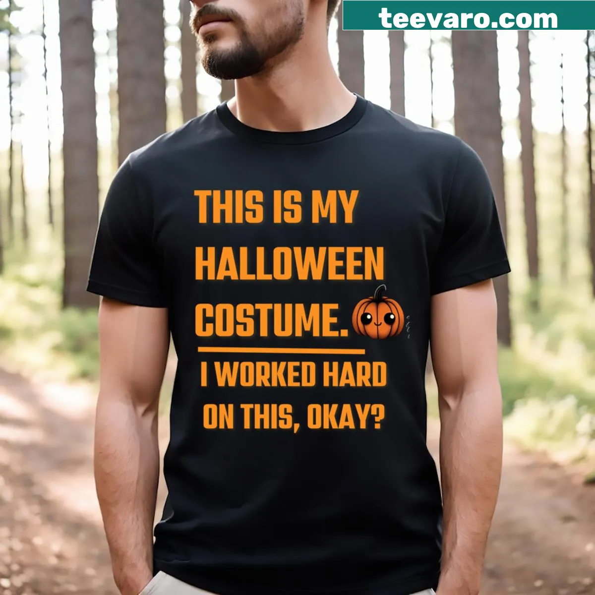 Children's Halloween-themed t-shirt with playful graphics — on a men's t-shirt