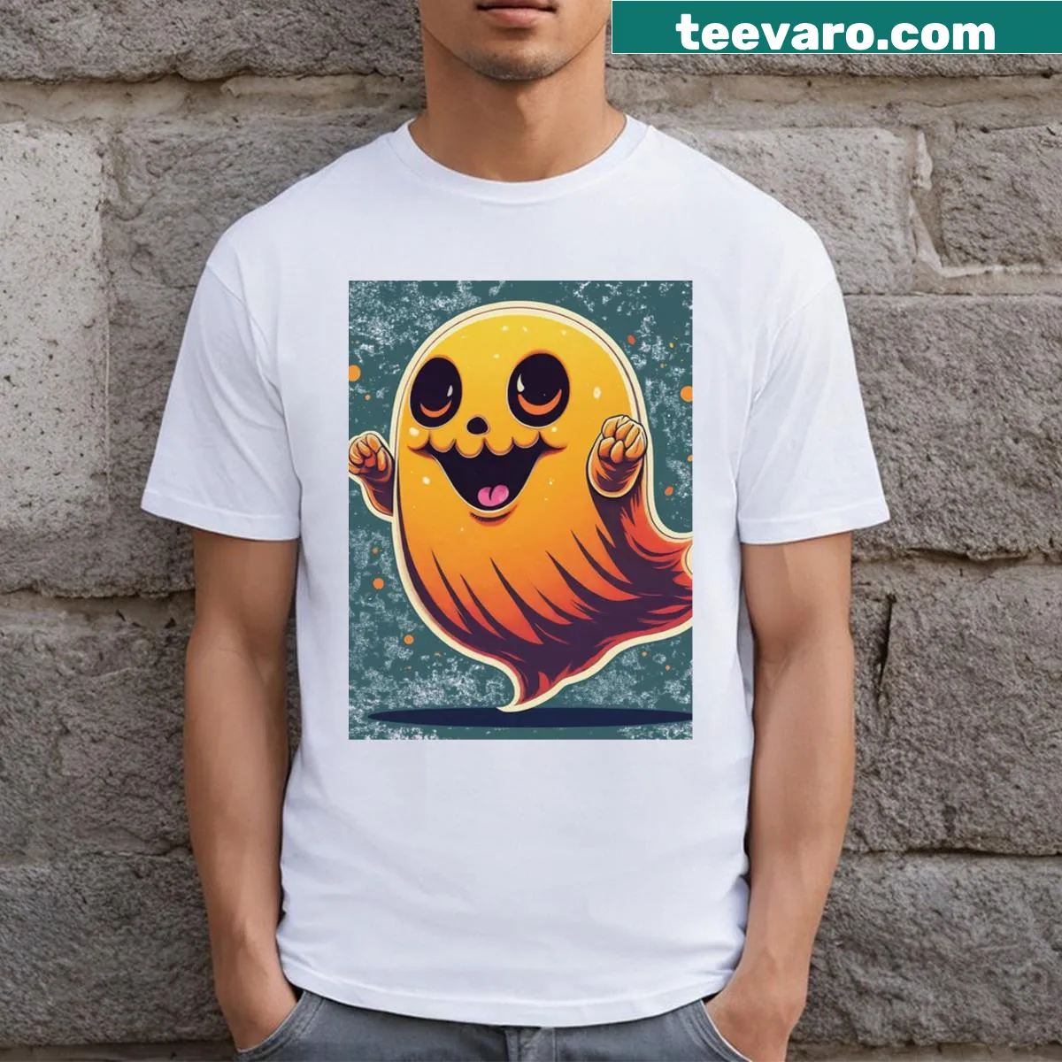 Playful Halloween-themed graphic on a t-shirt — on a men's t-shirt