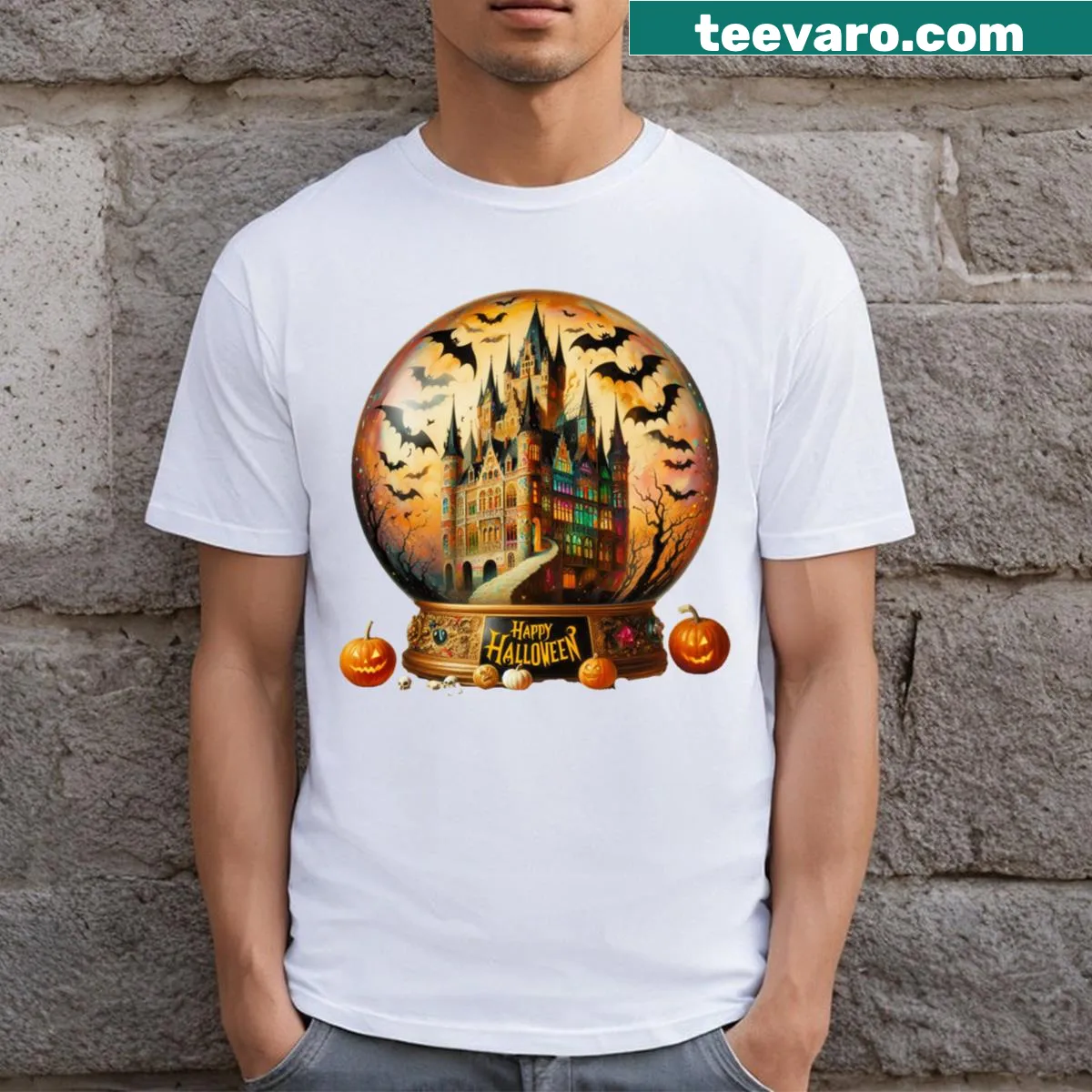 Haunted Halloween T-shirt with vintage distressed aesthetic — on a men's t-shirt