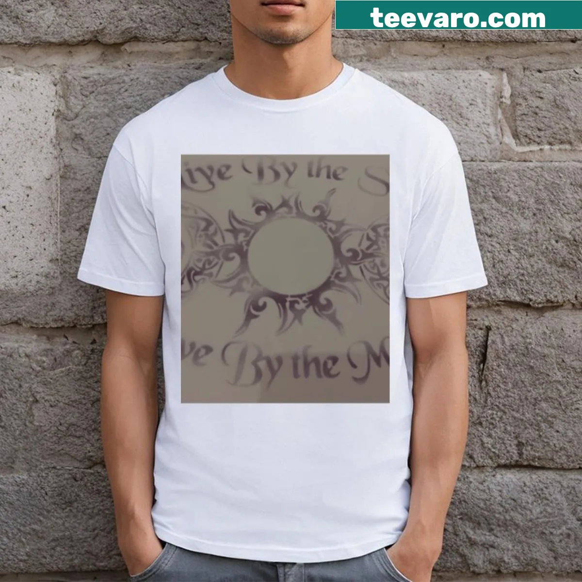 Inspirational phrase about sun and moon on t-shirt — on a men's t-shirt