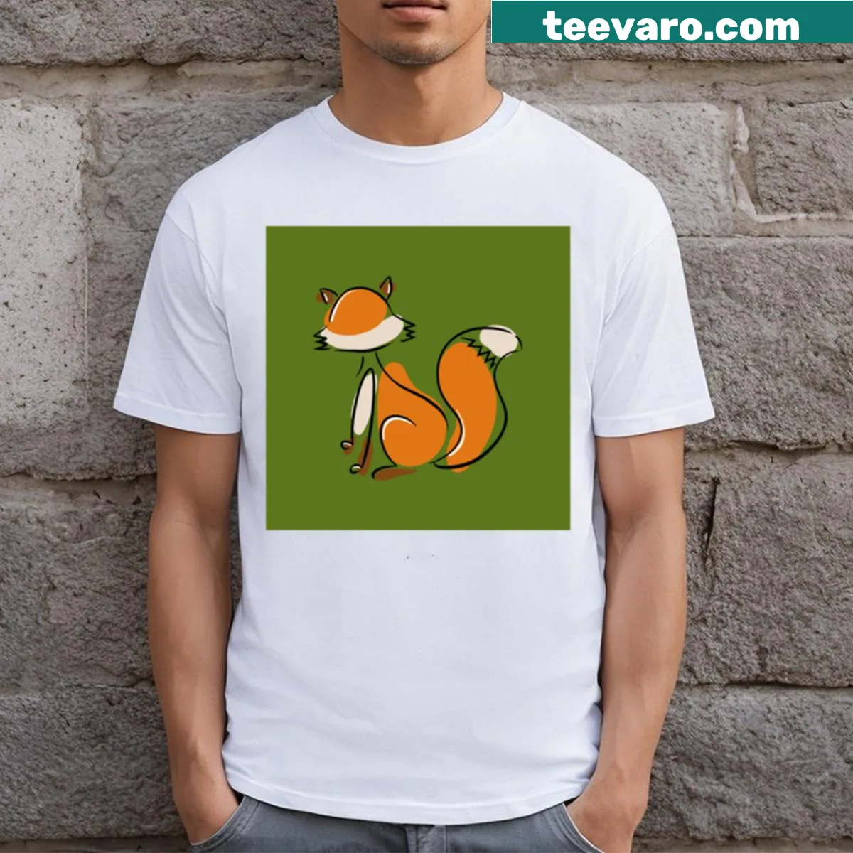 Cute cartoon fox design on stylish t-shirt — on a men's t-shirt