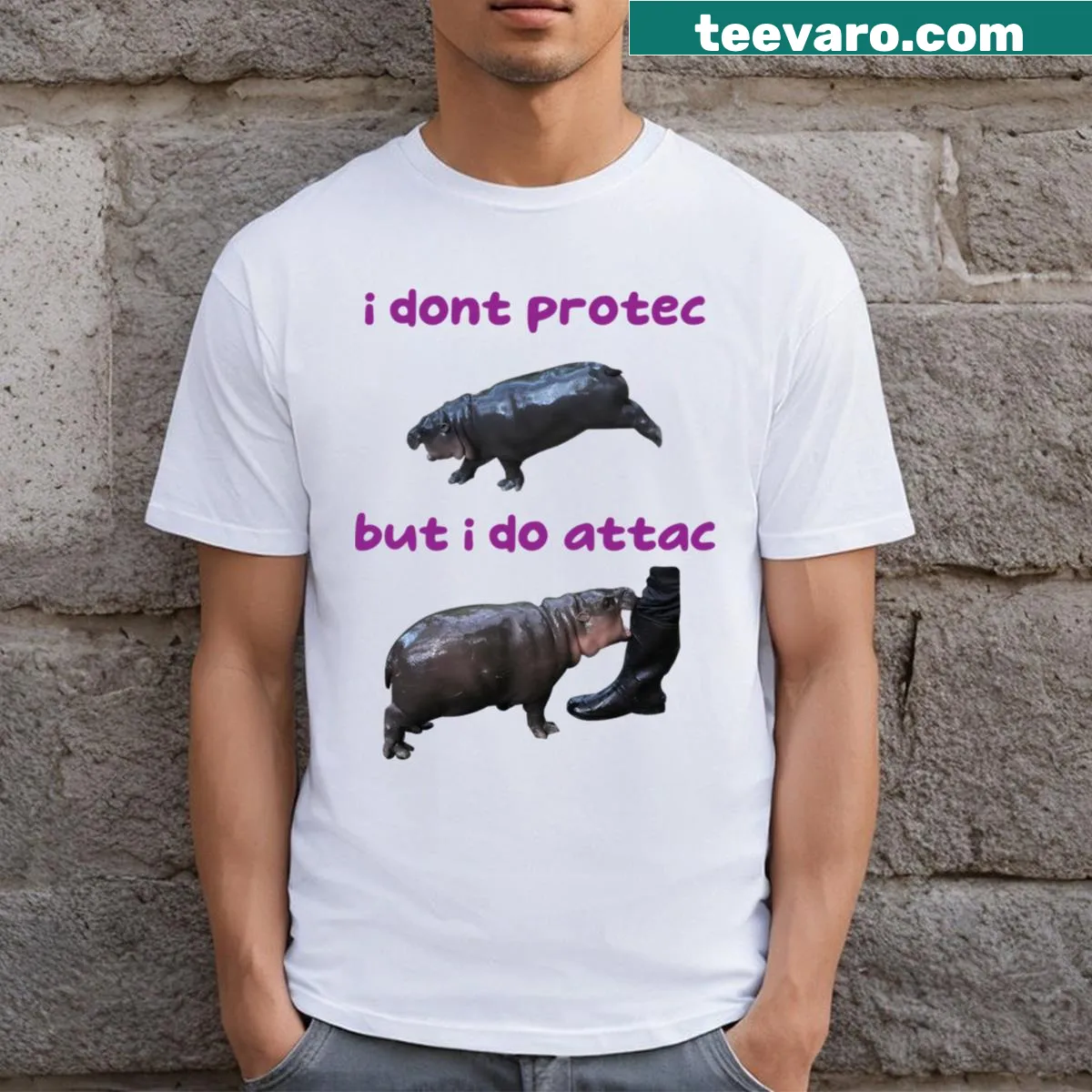 T-shirt featuring Moo Deng, the adorable baby hippo — on a men's t-shirt