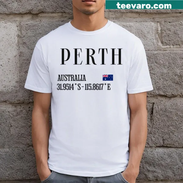 Minimalist typography T-shirt with Perth text