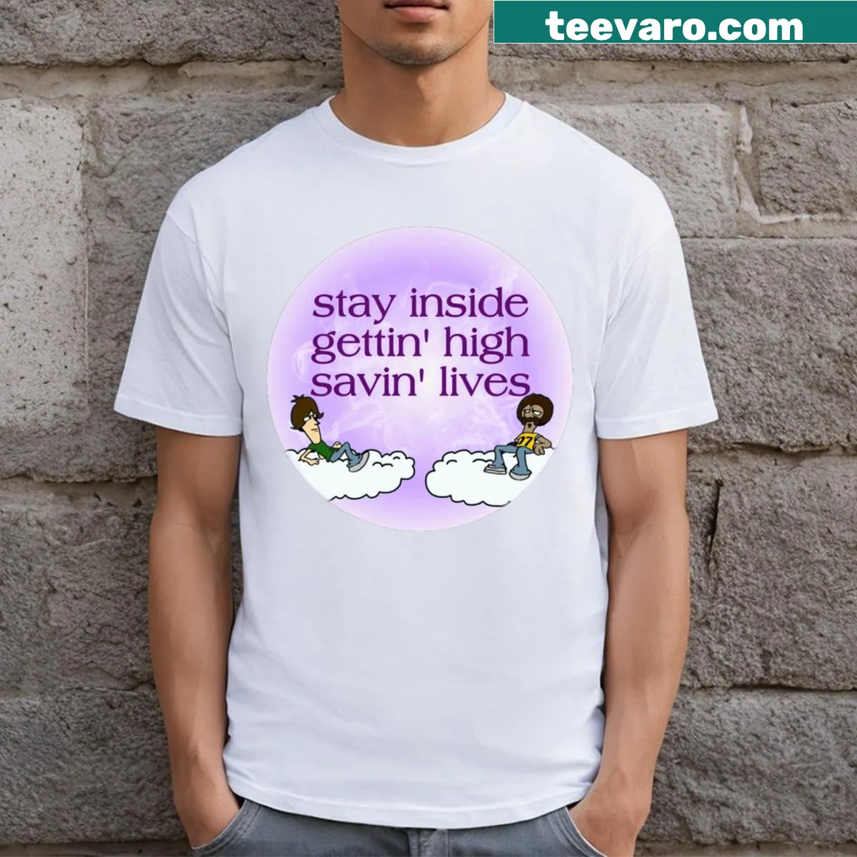 Cute Halloween-themed T-shirt with whimsical illustration — on a men's t-shirt