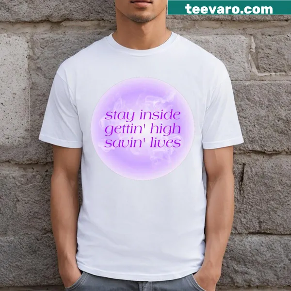 Abstract purple smoke graphic with pine elements on t-shirt