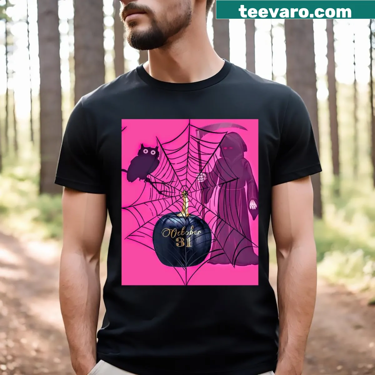 Enchanting Halloween design on casual t-shirt suitable for spooky celebrations — on a men's t-shirt