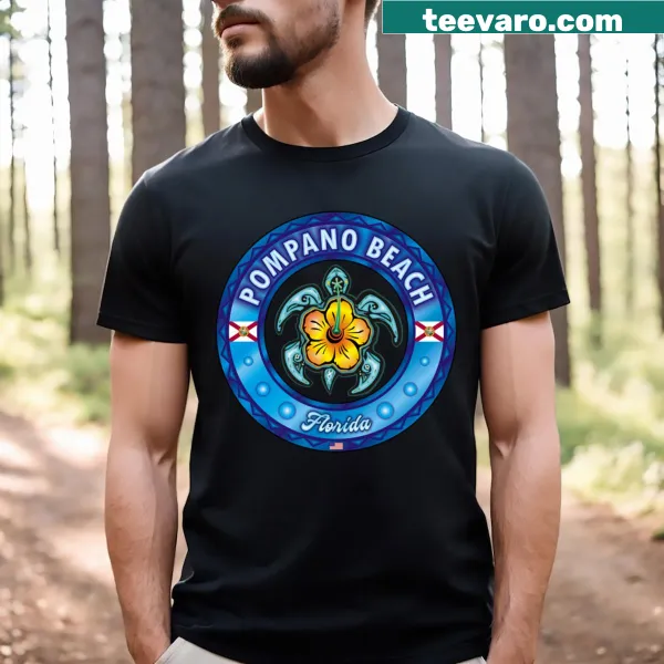 T-shirt featuring a sea turtle and hibiscus flowers design