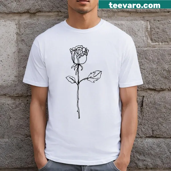 Illustration of a rose on a stylish t-shirt