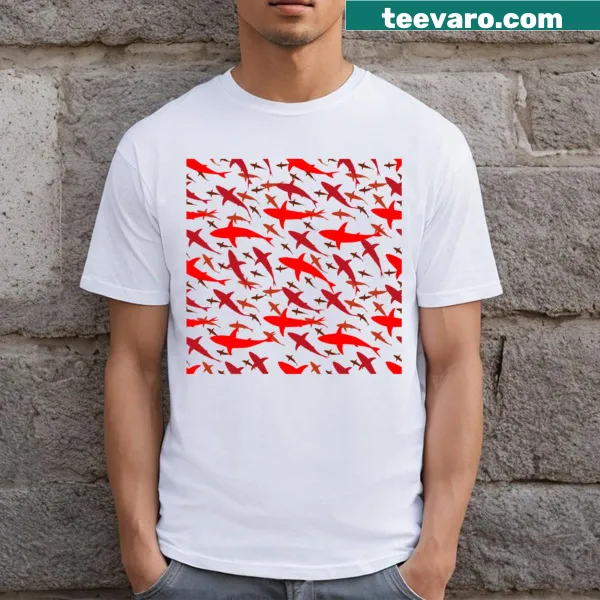 Playful T-shirt with an all-over shark pattern