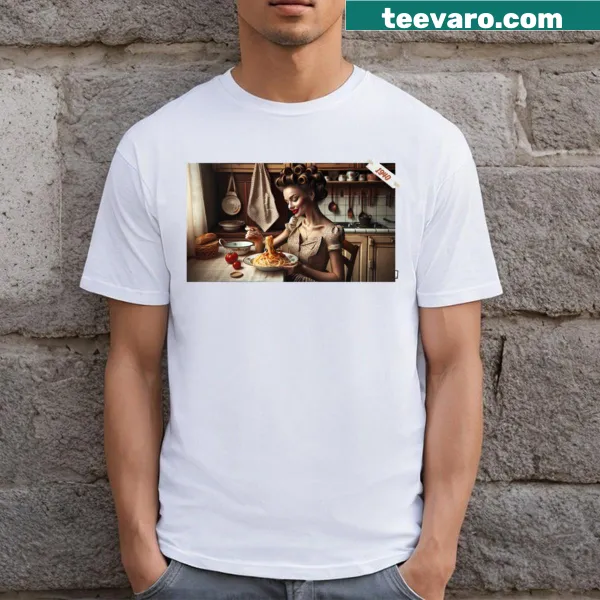 Fun graphic T-shirt featuring a Pasta Time Machine design