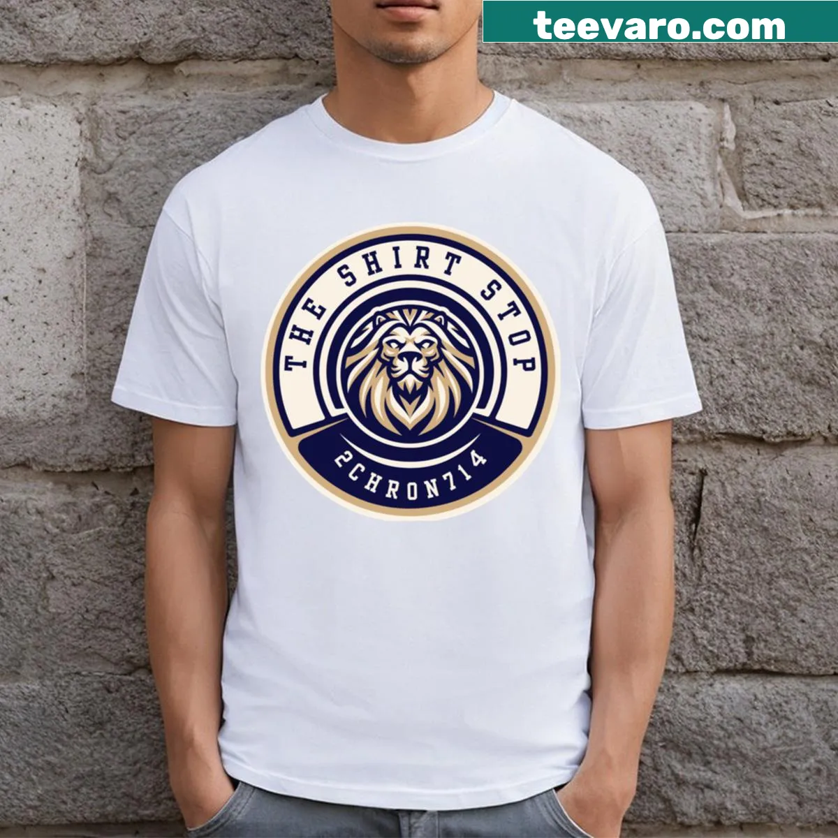 Vintage-style T-shirt with a nostalgic 'Stop Shop' graphic — on a men's t-shirt