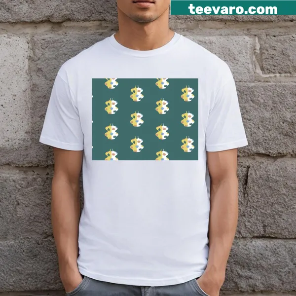 Minimalist t-shirt featuring vases on a green background