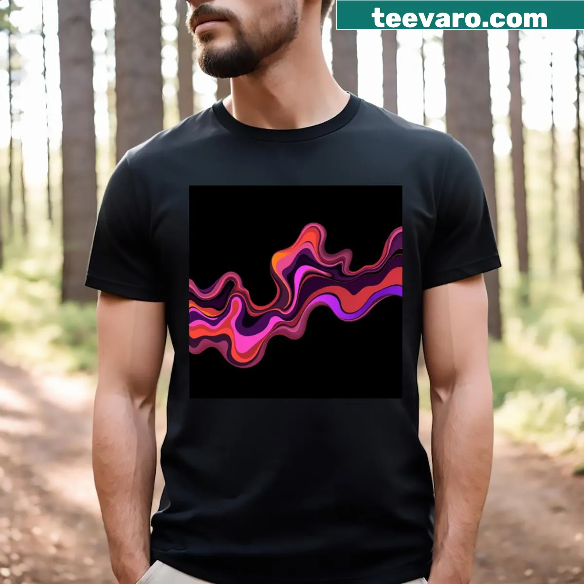 Abstract wave design T-shirt with an artistic illustration. — on a men's t-shirt