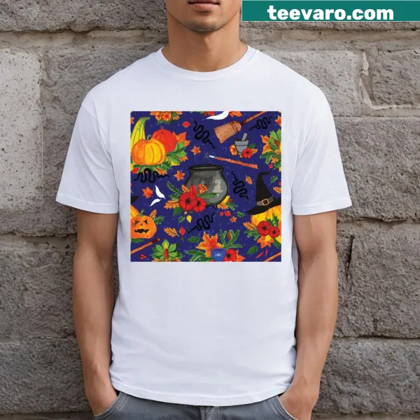 Playful Halloween T-shirt with witch-themed graphic