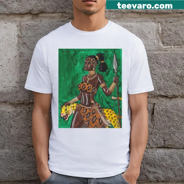 Illustration of a woman and a leopard, symbolizing harmony with nature.