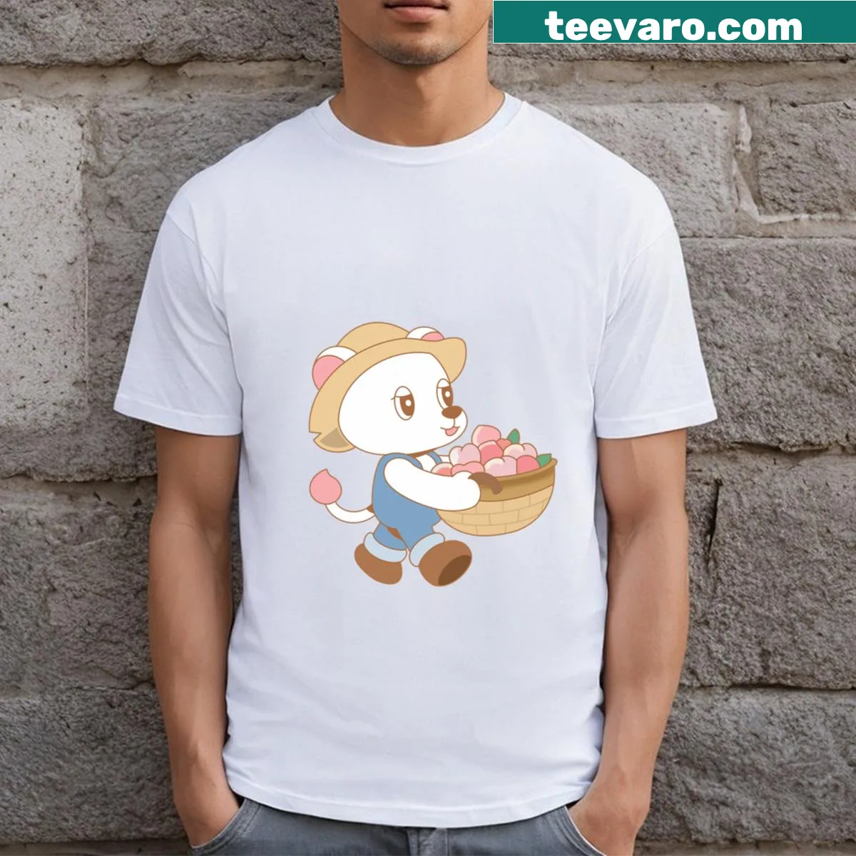 Lee Dong Wook as a peach picker graphic on a t-shirt — on a men's t-shirt