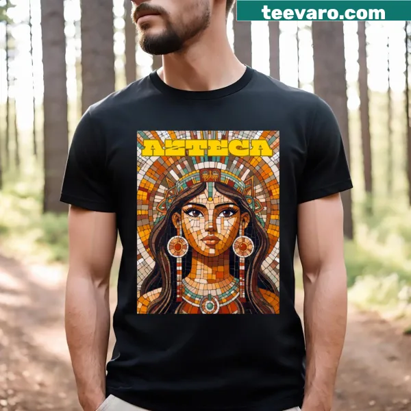 Striking Aztec patterns on T-shirt
