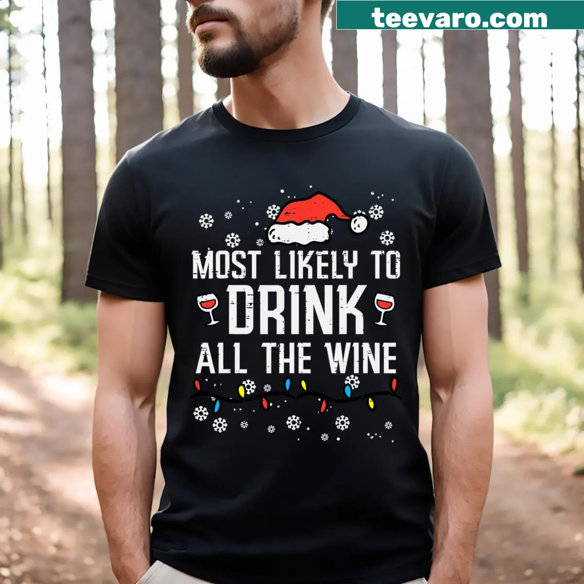 Funny Christmas T-shirt with humorous family predictions — on a men's t-shirt