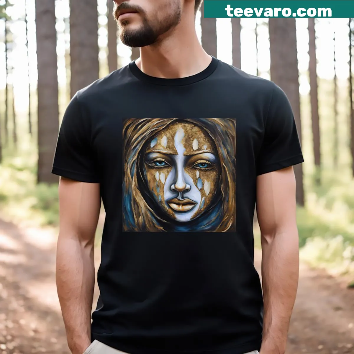 Artistic t-shirt featuring the phrase Echoes Of Sorrow — on a men's t-shirt