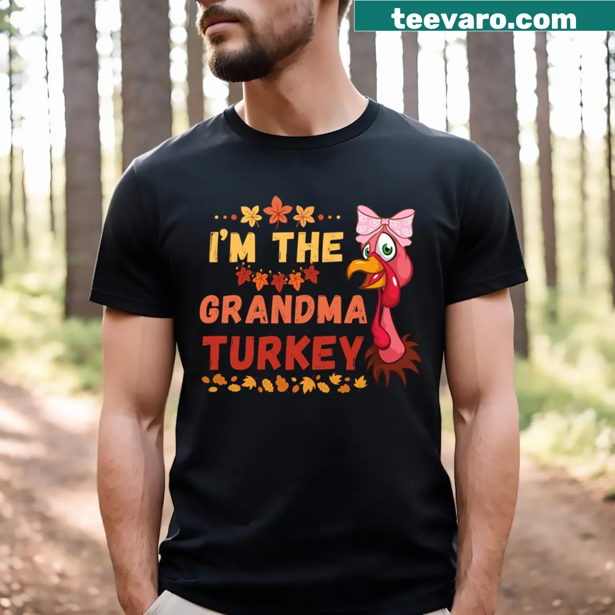 Funny Thanksgiving turkey t-shirt for grandmas. — on a men's t-shirt