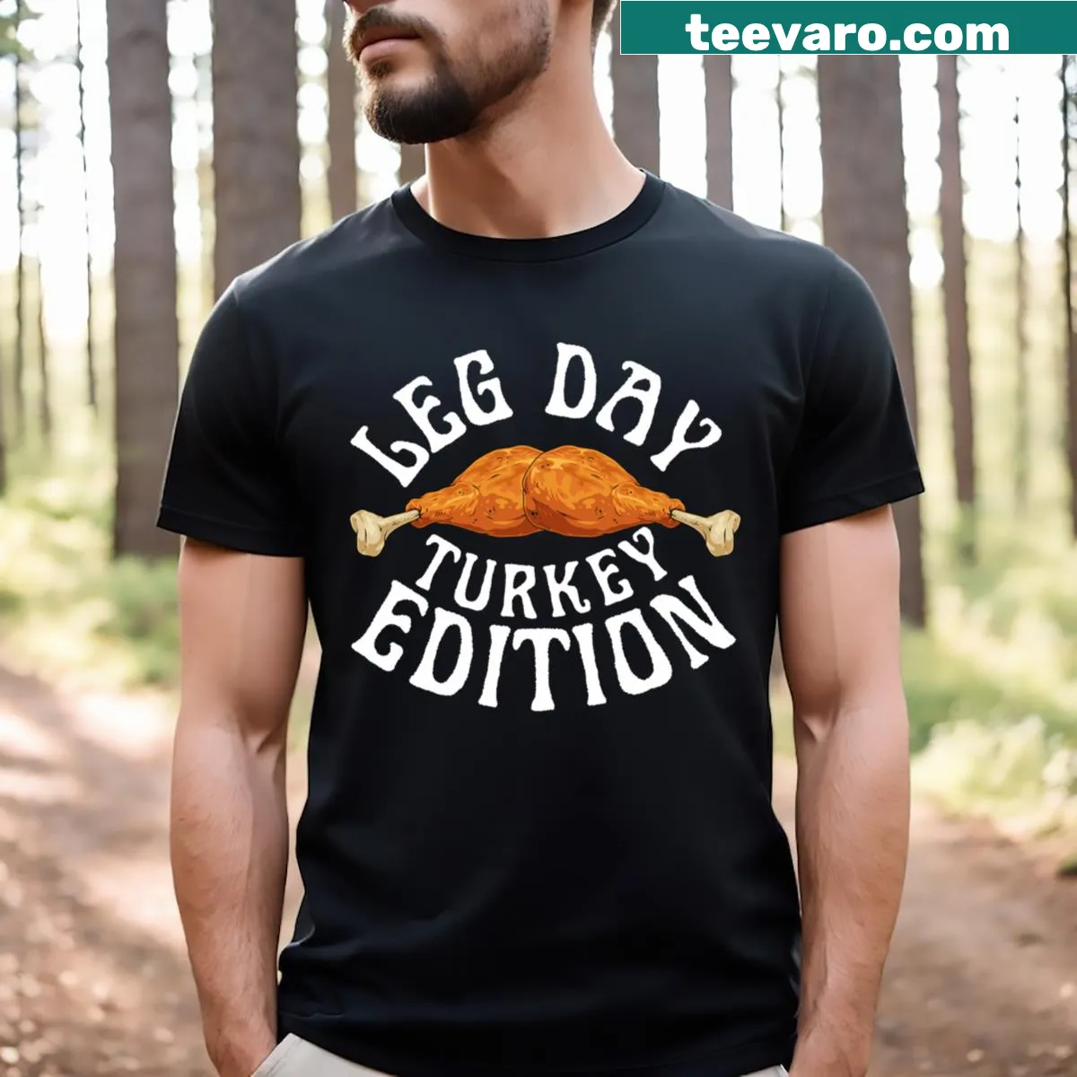 Funny vintage T-shirt for leg day featuring turkey edition design — on a men's t-shirt