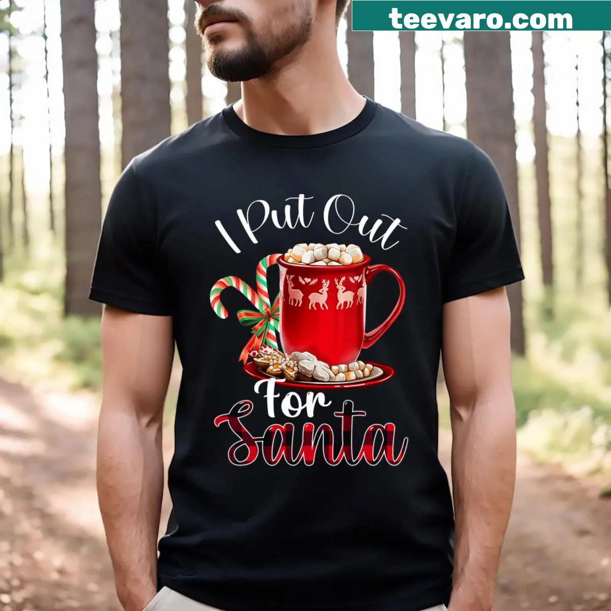 Naughty Santa graphic design T-shirt — on a men's t-shirt