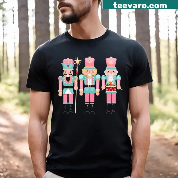 Kids T-shirt featuring Nutcracker characters in Christmas theme