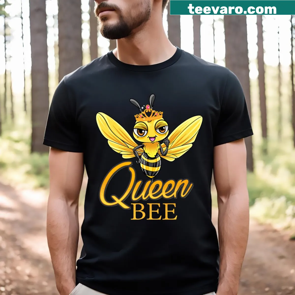 Queen bee graphic design T-shirt for moms and daughters — on a men's t-shirt