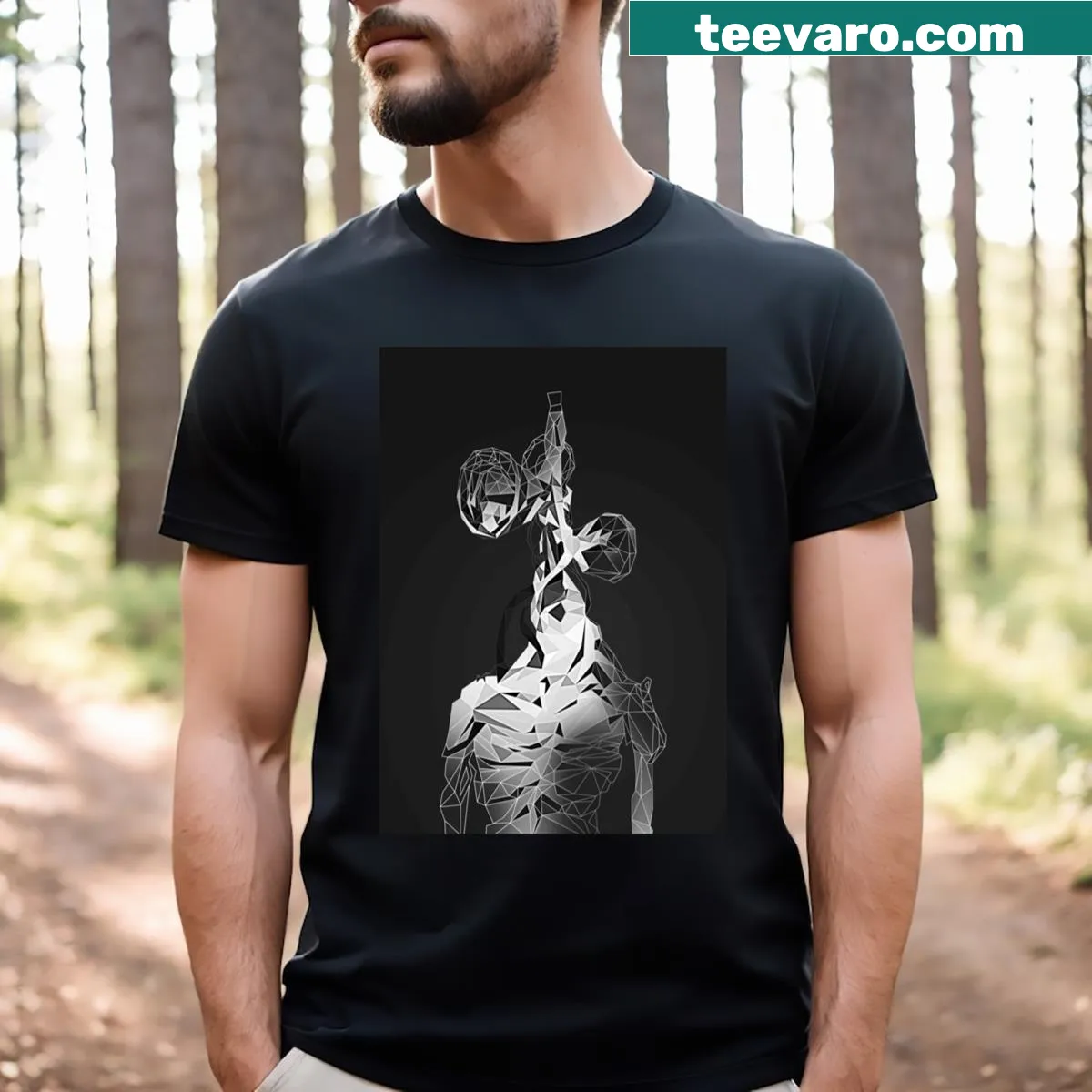 Illustration of the Siren Head creature on a t-shirt — on a men's t-shirt