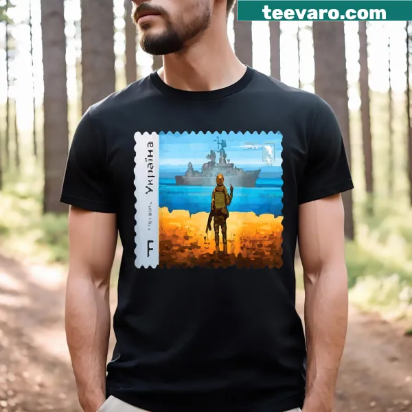 T-shirt featuring Ukraine flag in a postage stamp design for Mother's Day.