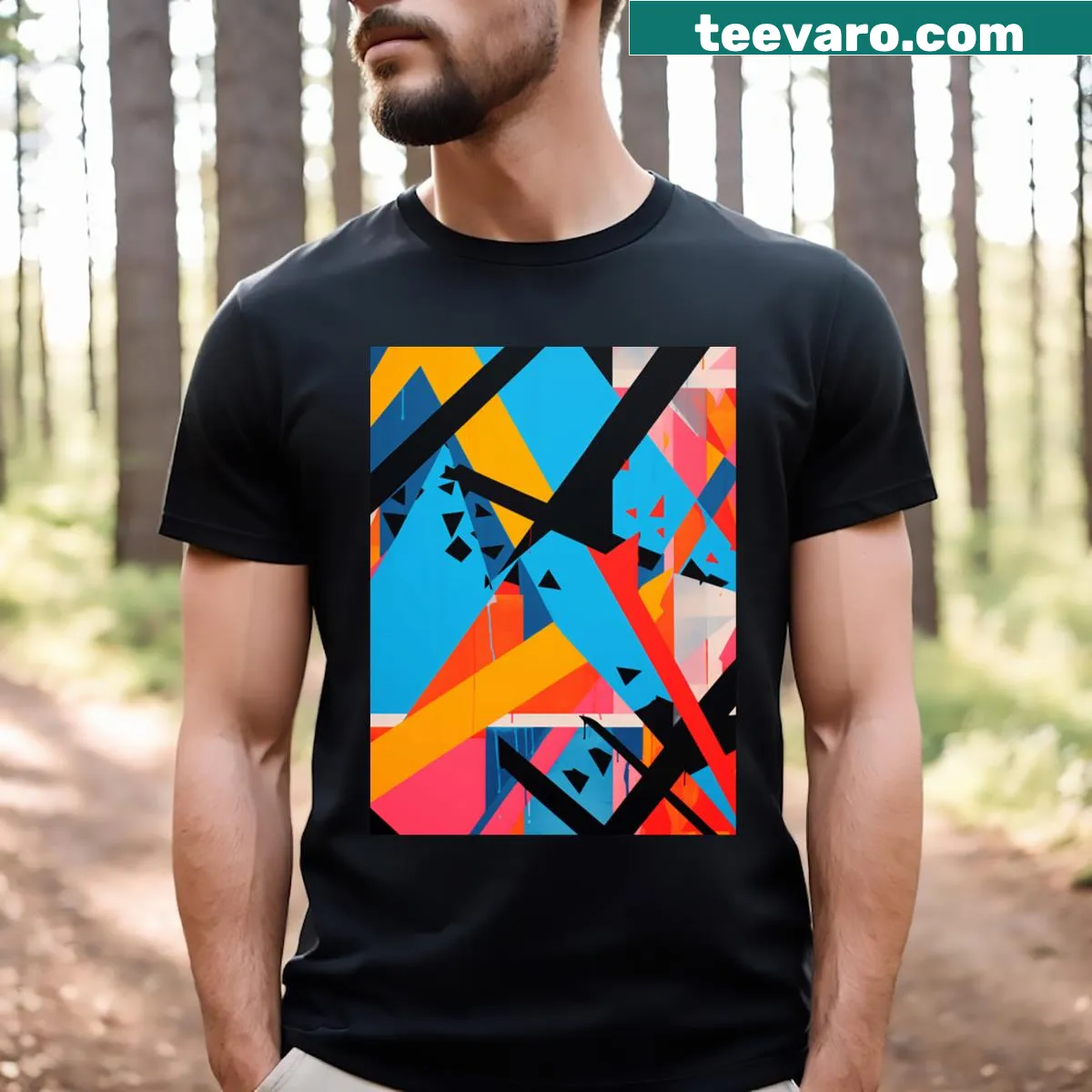 Abstract geometric shapes graphic on a t-shirt — on a men's t-shirt