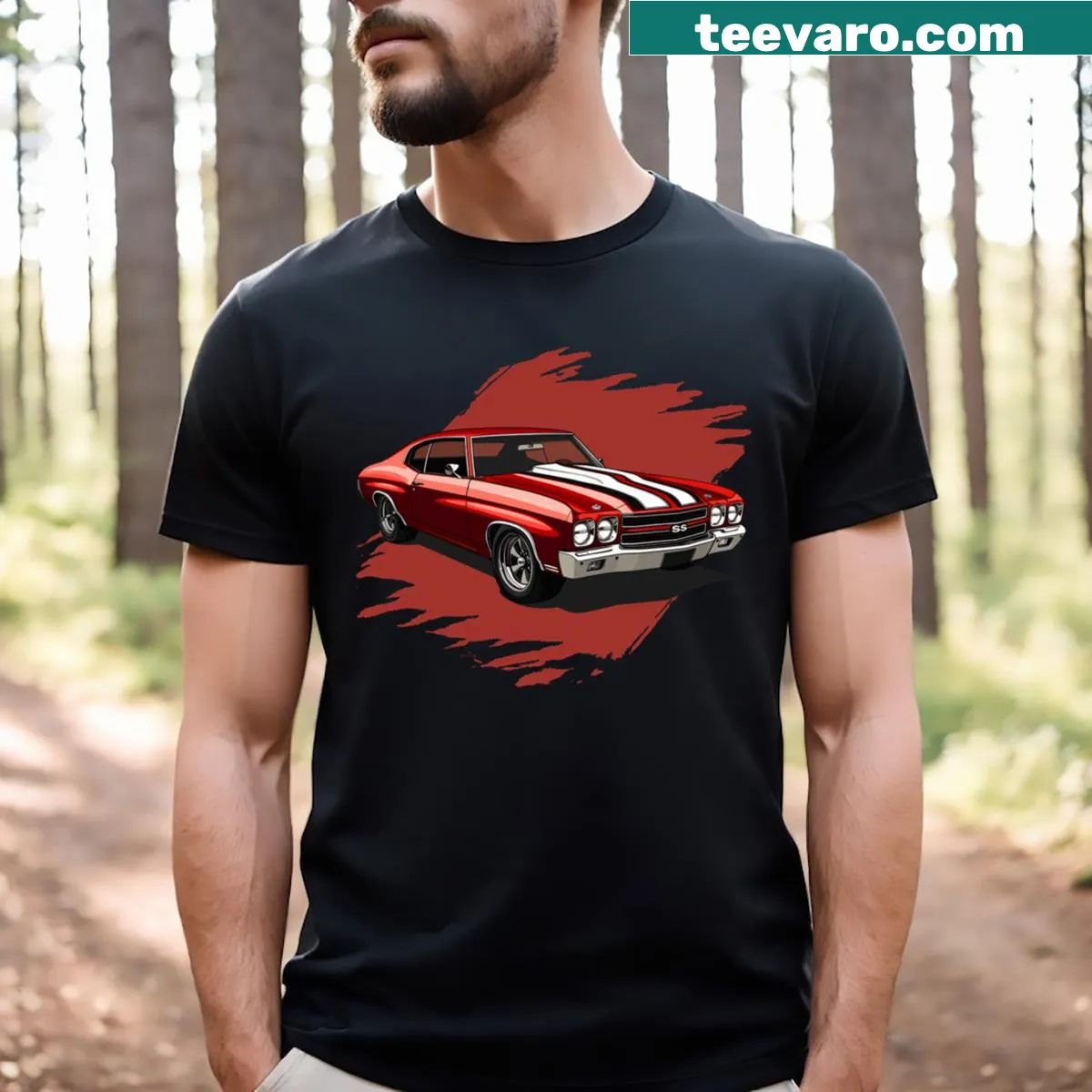 Chevelle 454 graphic t-shirt featuring an iconic muscle car design — on a men's t-shirt