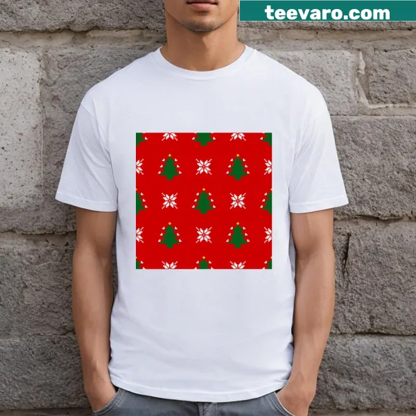 Seamless pattern t-shirt with Christmas and New Year motifs