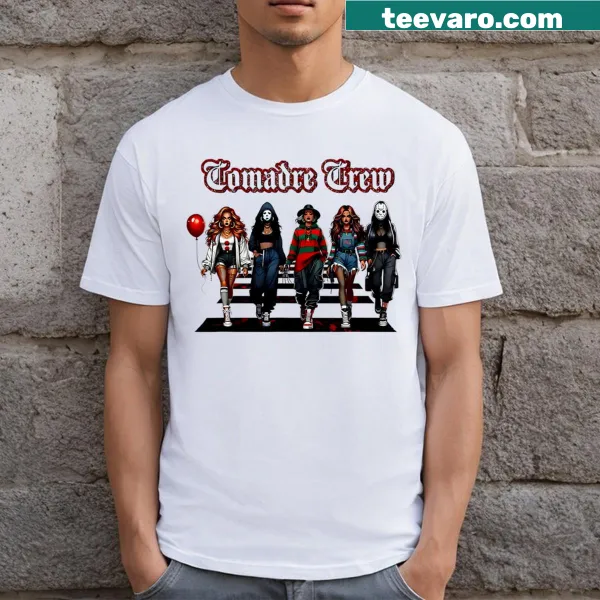 Cute Halloween t-shirt with girly horror movie character graphics
