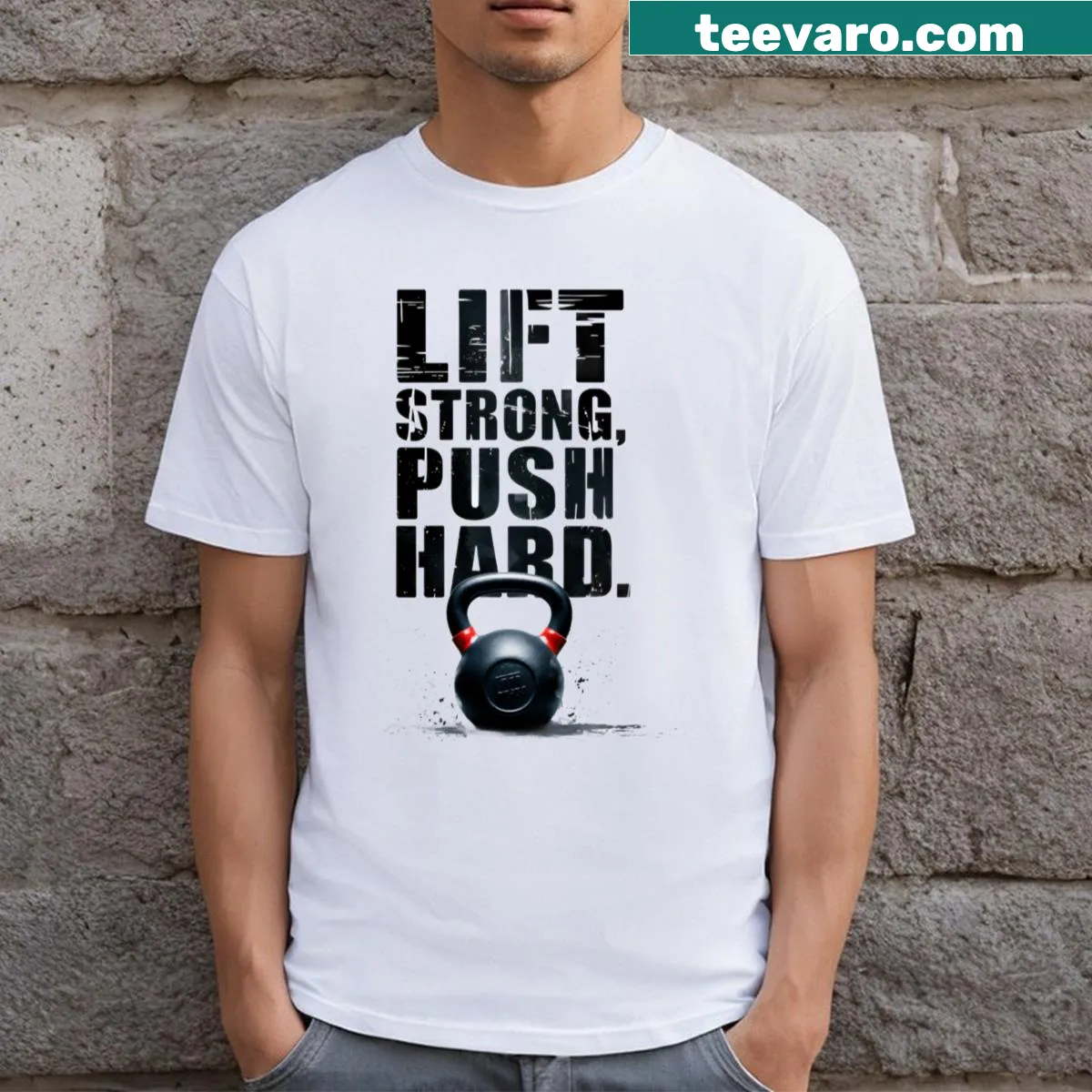 Bold text t-shirt featuring the word 'Crossfit' for fitness enthusiasts — on a men's t-shirt