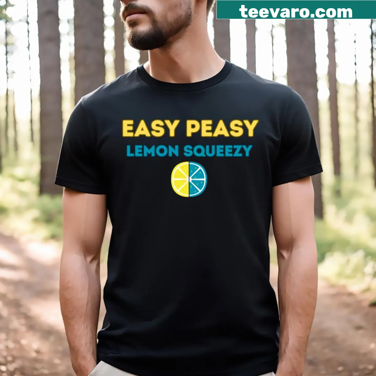 Cute T-shirt with a lemon graphic and playful text for summer — on a men's t-shirt