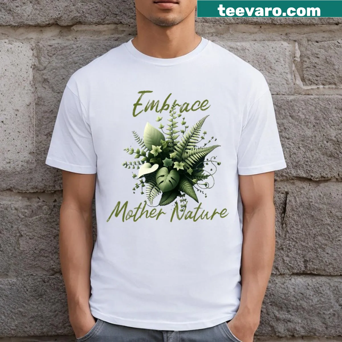 T-shirt advocating for nature appreciation with simple graphics — on a men's t-shirt