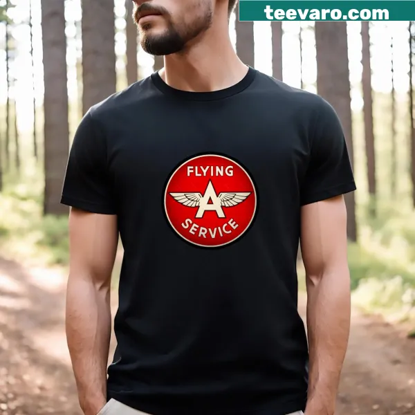 Vintage road sign design on Flying A Service T-shirt