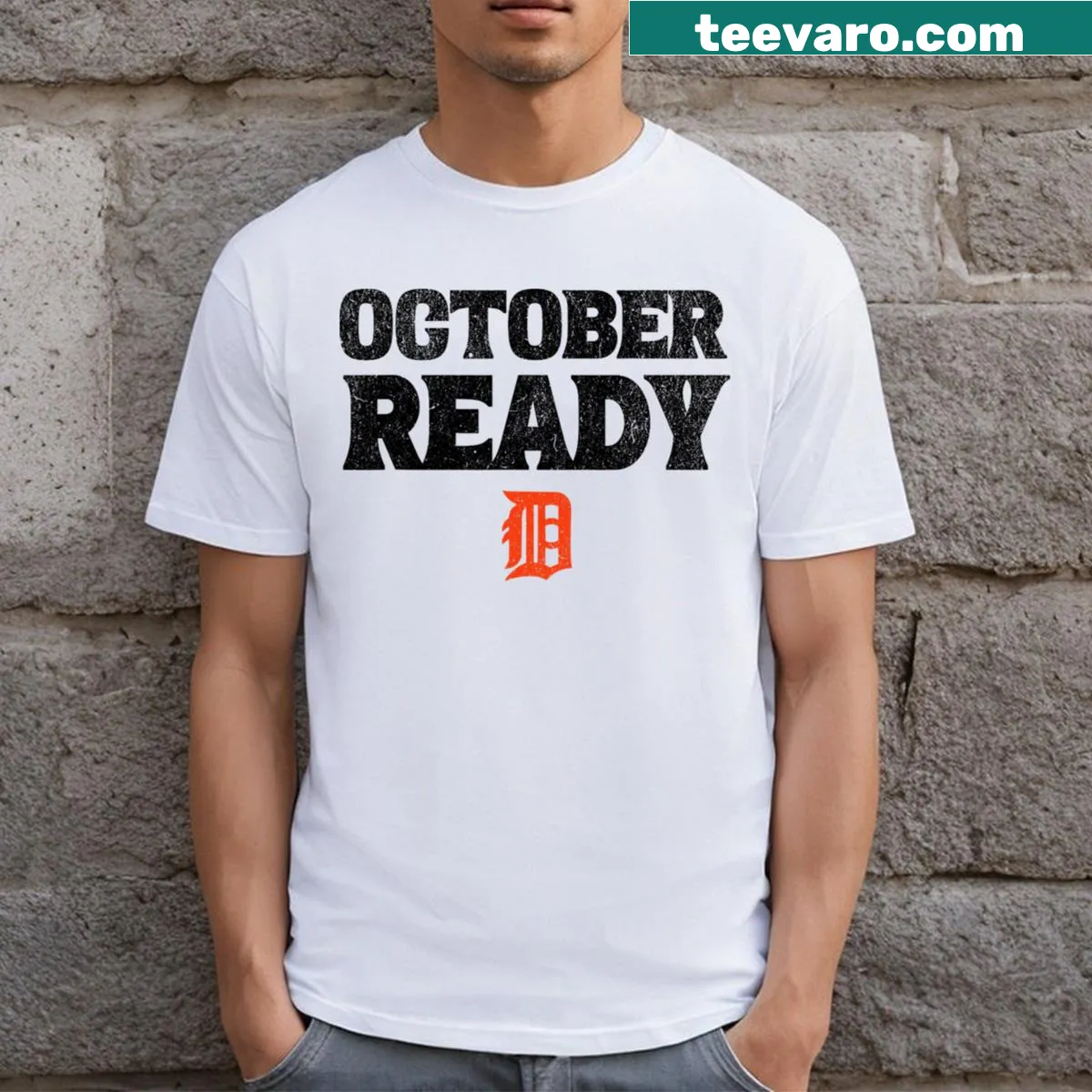 Funny tiger-themed graphic on T-shirt for October — on a men's t-shirt