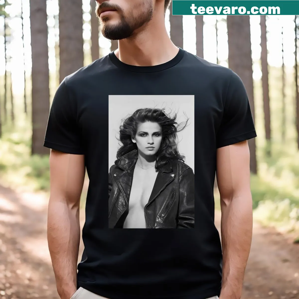 Vintage-style T-shirt honoring Gia Carangi — on a men's t-shirt