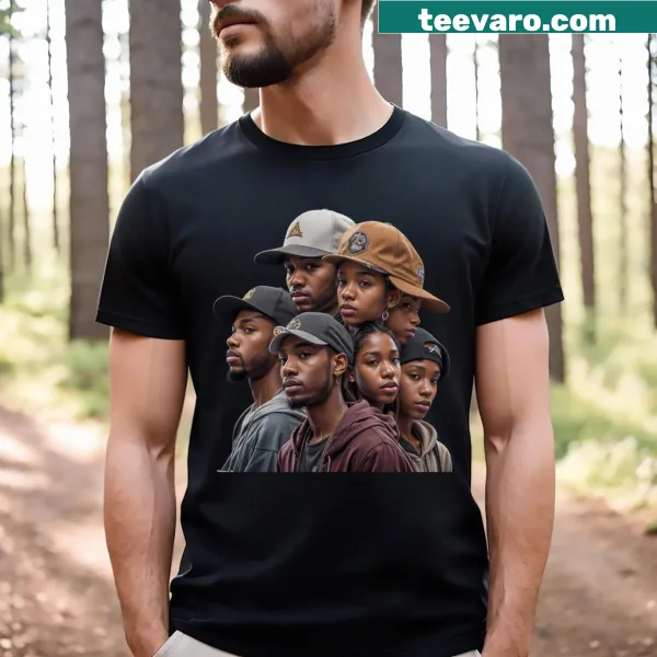 Urban hip hop graphic T-shirt with playful caps design