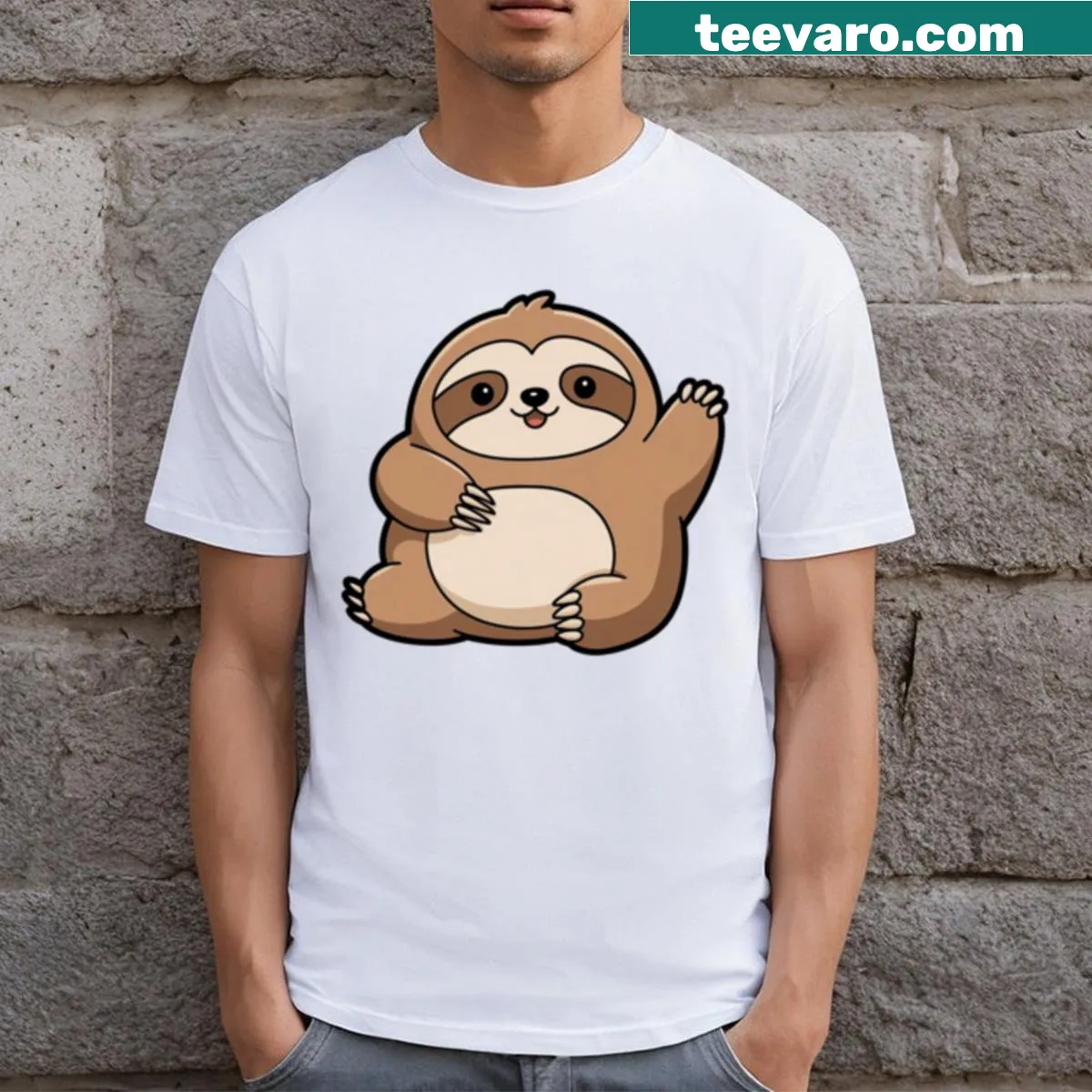 Cute cartoon sloth design T-shirt for kids — on a men's t-shirt