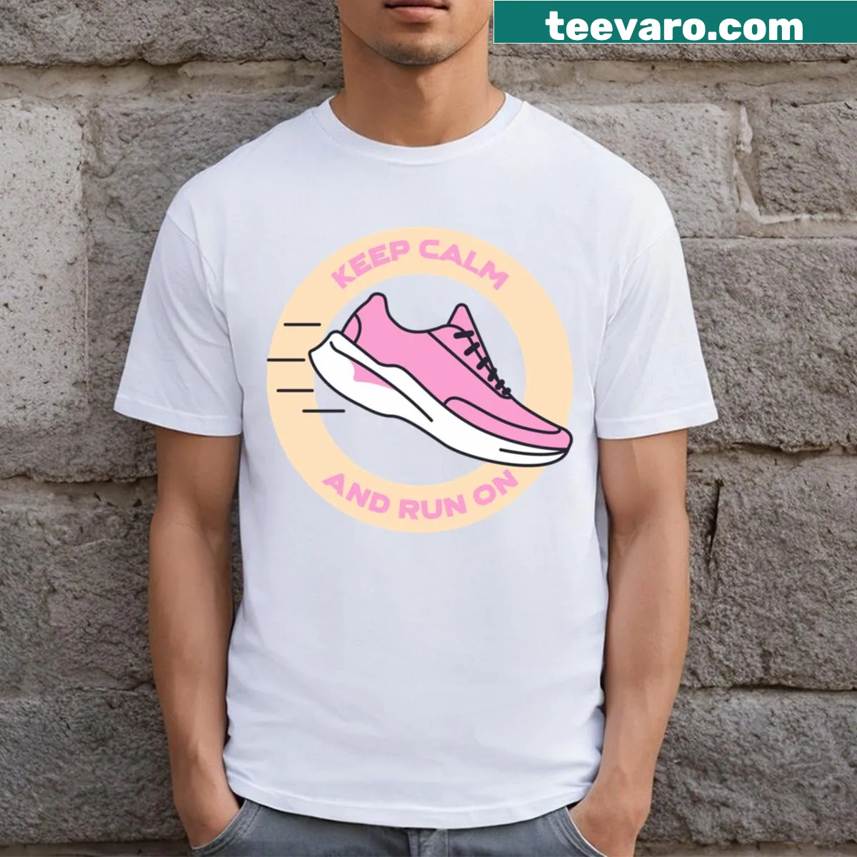 Motivational running phrase T-shirt — on a men's t-shirt